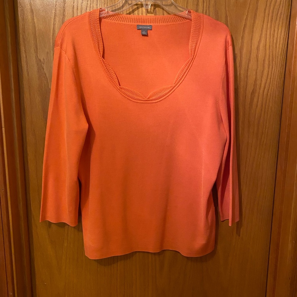 Ann Taylor Apricot Color 3/4 Sleeve Sweater